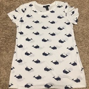 White F21 blue whale t-shirt